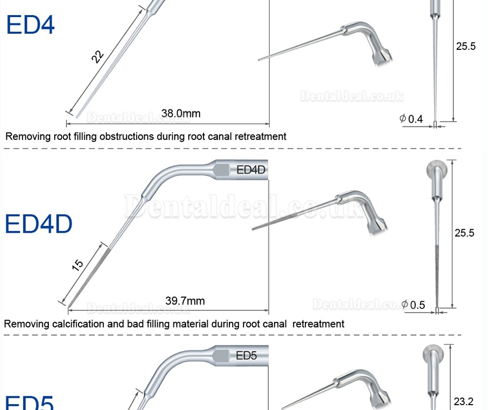 Refine Ultrasonic Scaler Tips ED1 ED2 ED3 ED4 ED5 ED6 ED7 ED8 ED9 ED10 ED11 ED14 ED15 Fit SATELEC NSK DTE